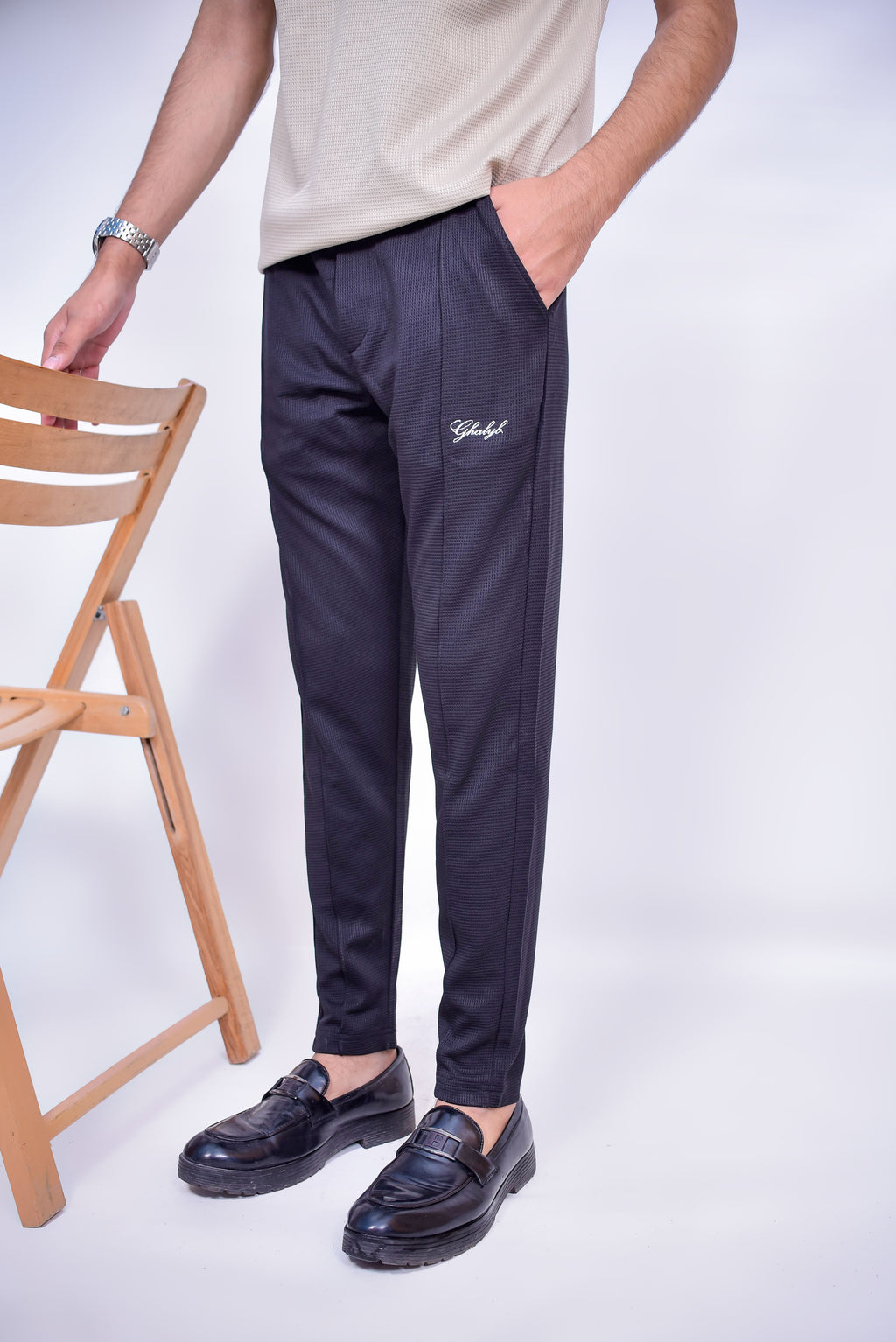 Waffle Straight-Fit Trousers