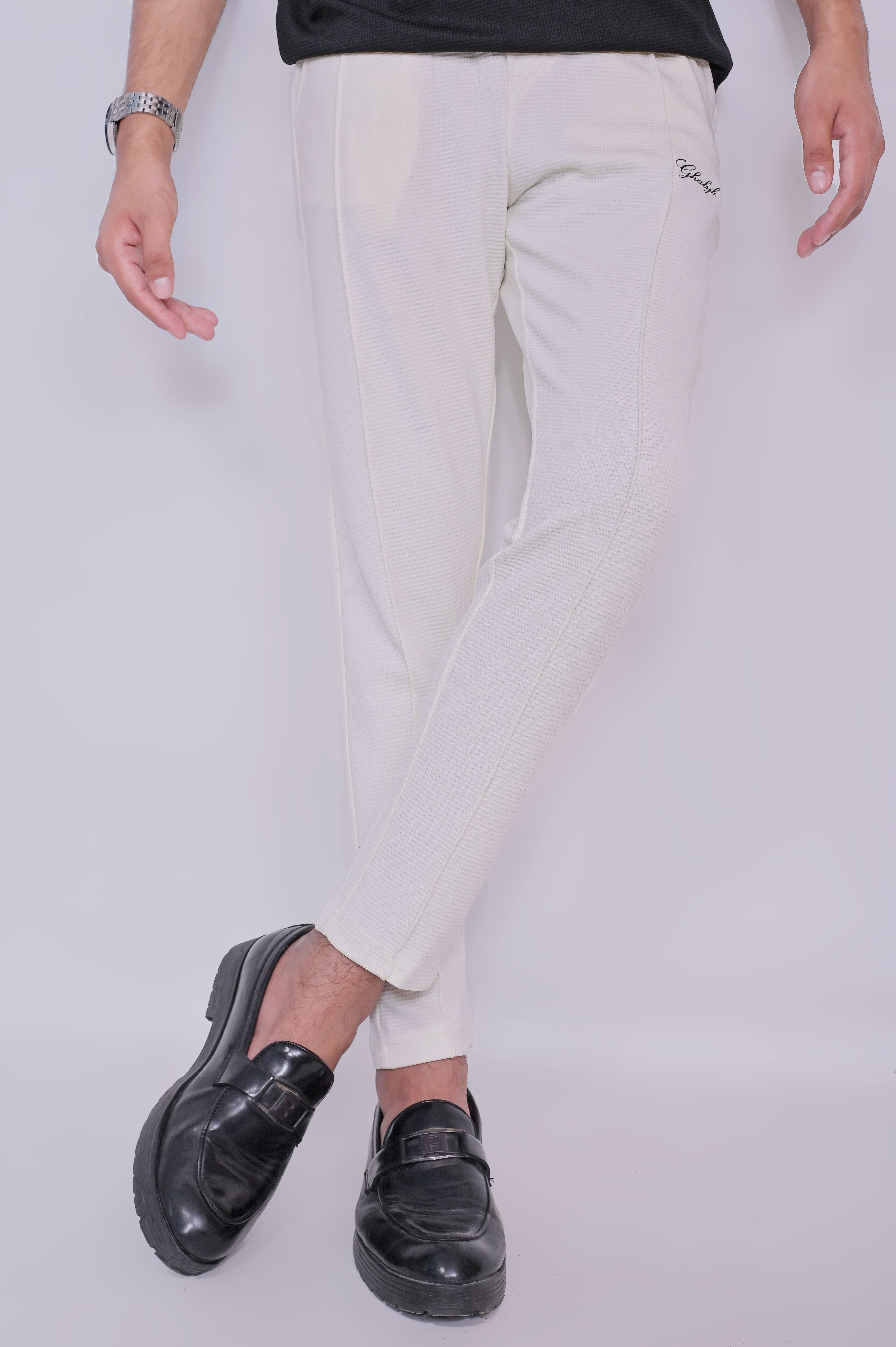 Waffle Straight-Fit Trousers